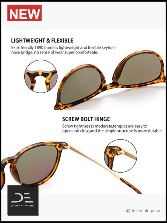 Polarized UV Protection Retro Round Sunglasses Unisex main image 6